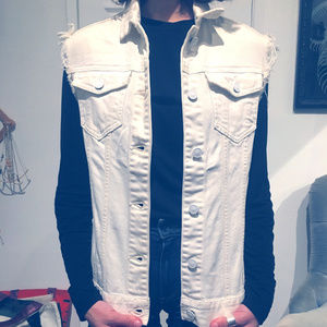 AllSaints White Cole Denim Gilet Vest